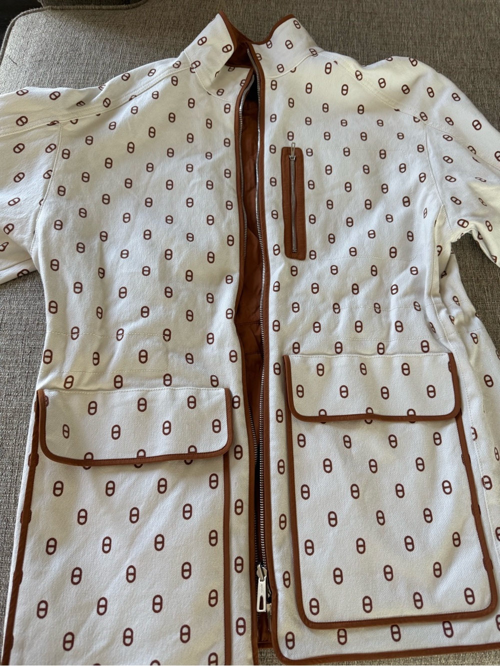 Hermes  White Jacket with Brown Accent